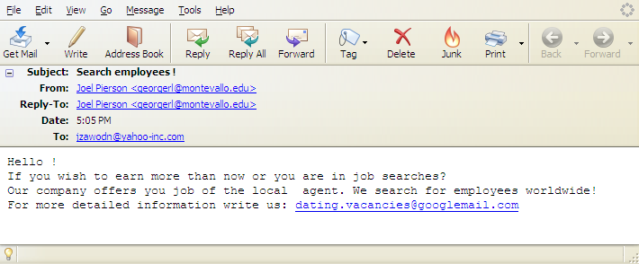 search employees spam